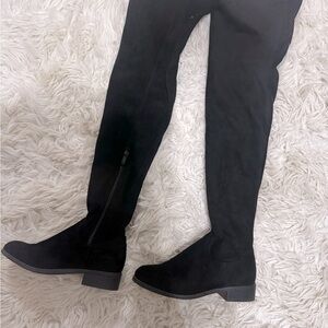 Black over the knee faux suede boots